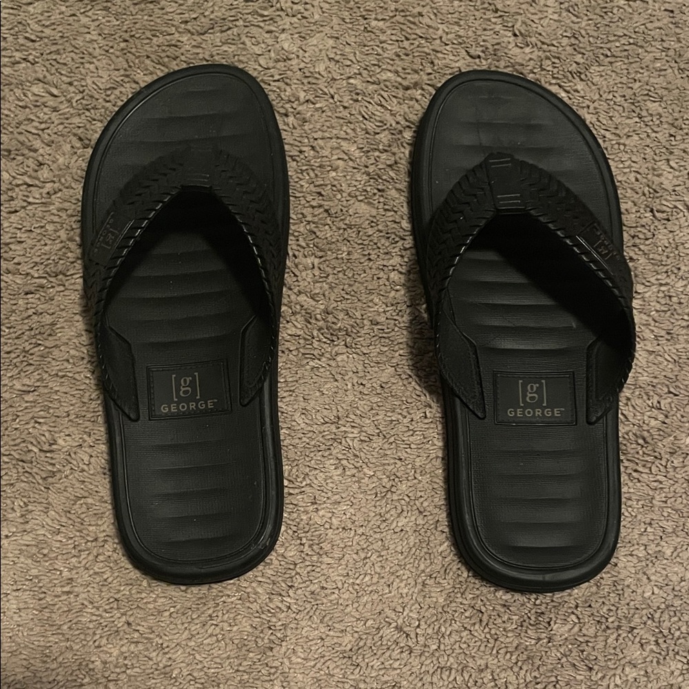 George Men's Classic Black Flip-Flops
